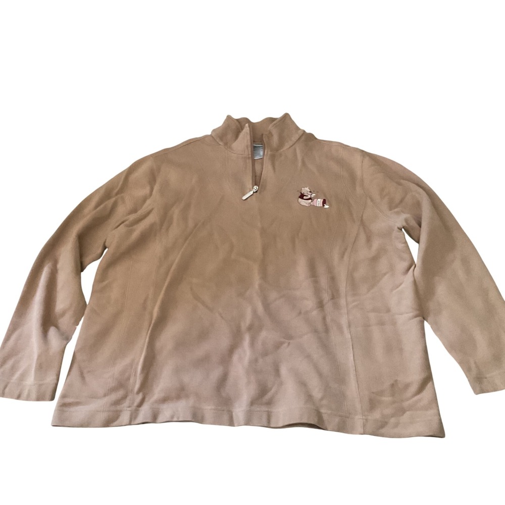Disneyland Resort Winnie the Pooh Quarter Zip Sweatshirt Tan XXL Cotton Pullover